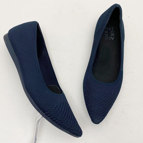 NATURALIZER Hunter Navy Blue Stretch Fabric Pointed Toe Ballet Flats - Size 6.5M - Picture 1 of 6
